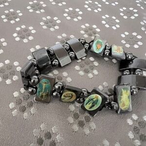 Hematite Saints Religious Metallic Bracelet